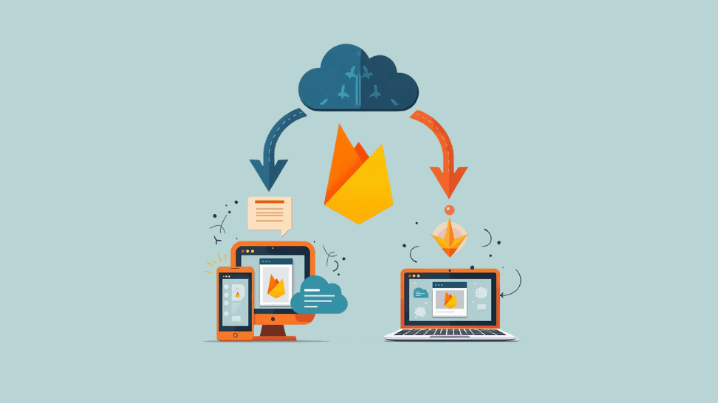 رسم توضيحي يظهر تسريع دورة التطوير باستخدام Flutter وFirebase